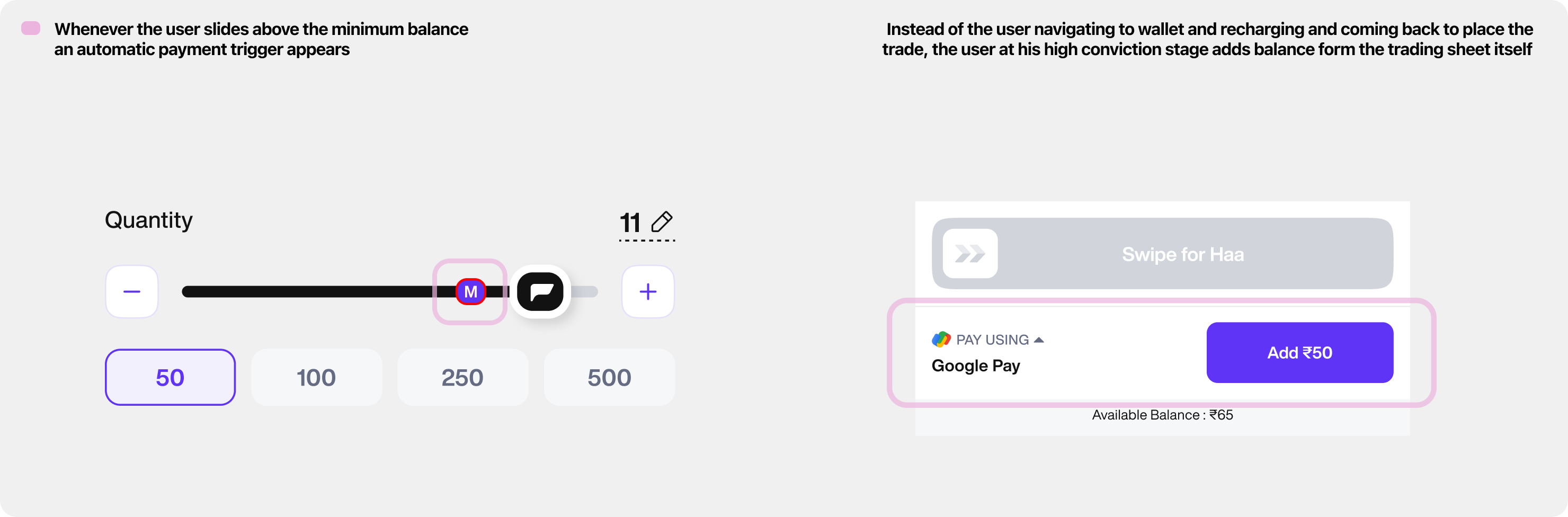 Payment trigger and add balance from trading sheet